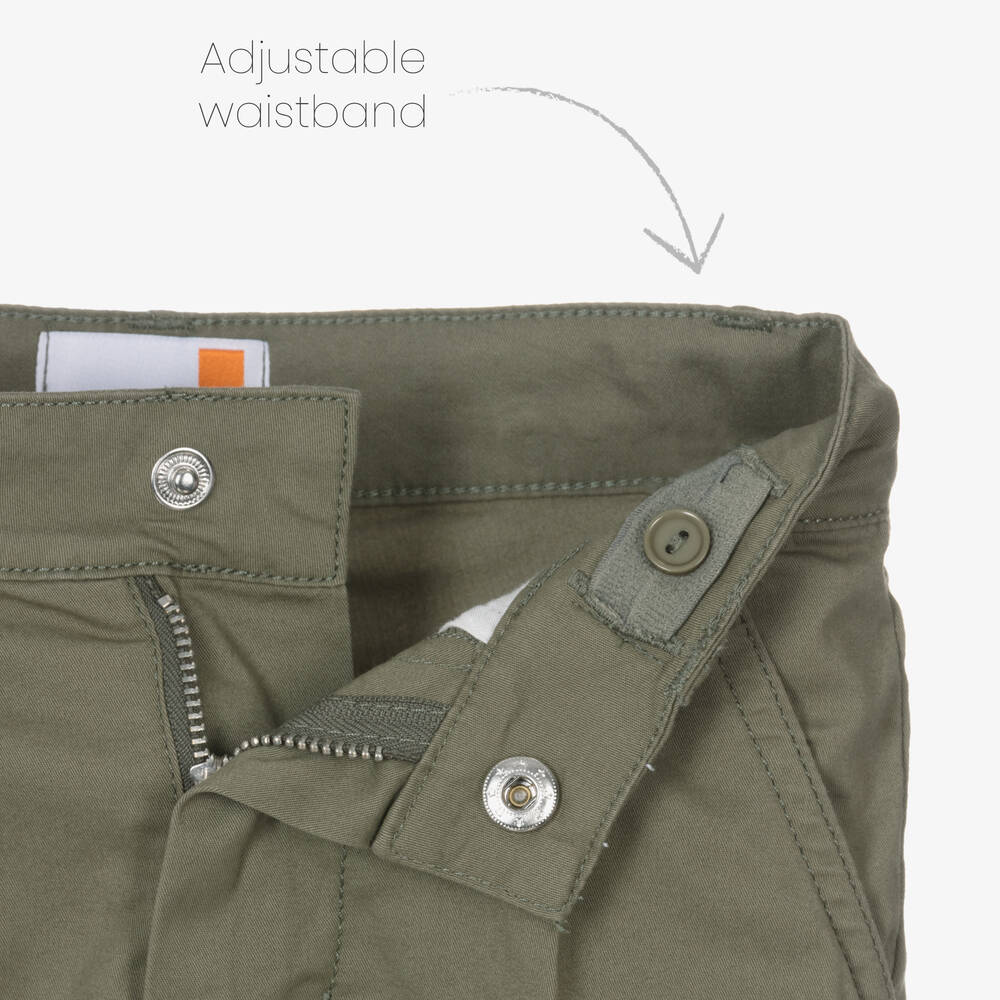 Timberland-Boys Green Cotton Chino Shorts  | Childrensalon Outlet