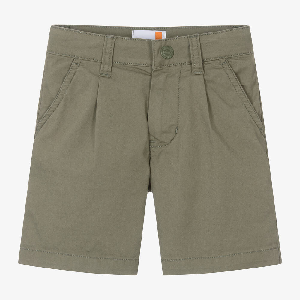 Boys Green Cotton Chino Shorts