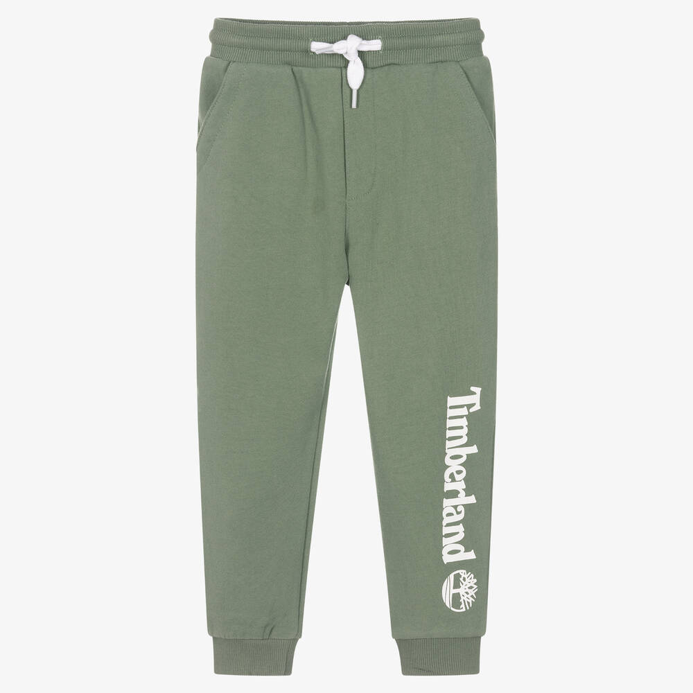 Timberland - Boys Green Cotton Logo Joggers | Childrensalon