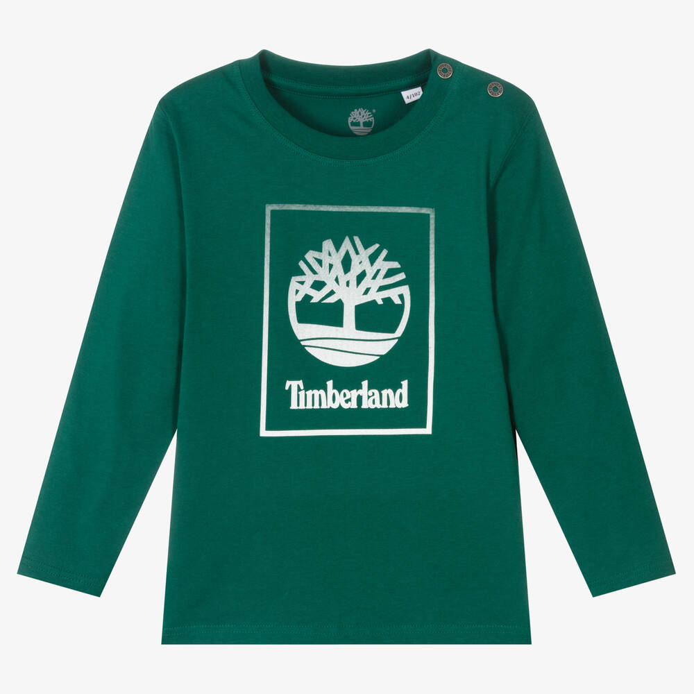 Timberland - Boys Green Cotton Logo Top | Childrensalon
