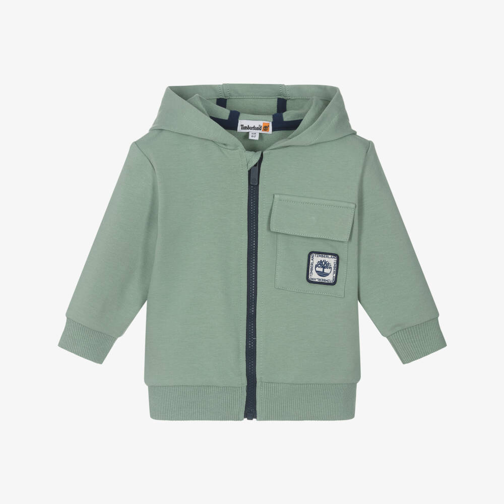 Timberland-Boys Green Cozy Cotton Hoodie | Childrensalon Outlet