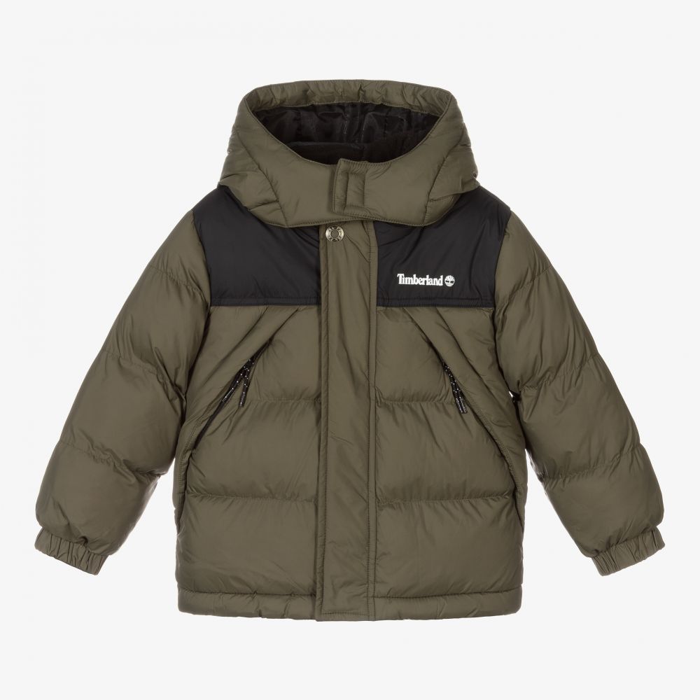 Timberland Boys Green Logo Puffer Coat Childrensalon Outlet