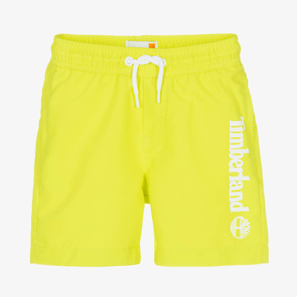 Timberland - Boys Green Logo Swim Shorts | Childrensalon