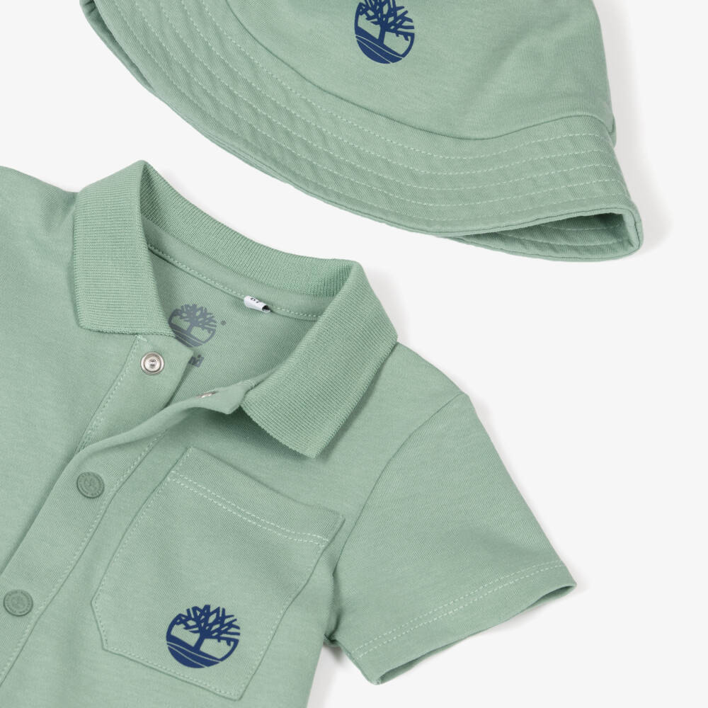 Timberland-Boys Green Organic Cotton Set | Childrensalon Outlet