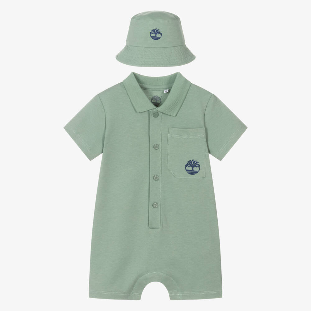Timberland-Boys Green Organic Cotton Set | Childrensalon Outlet