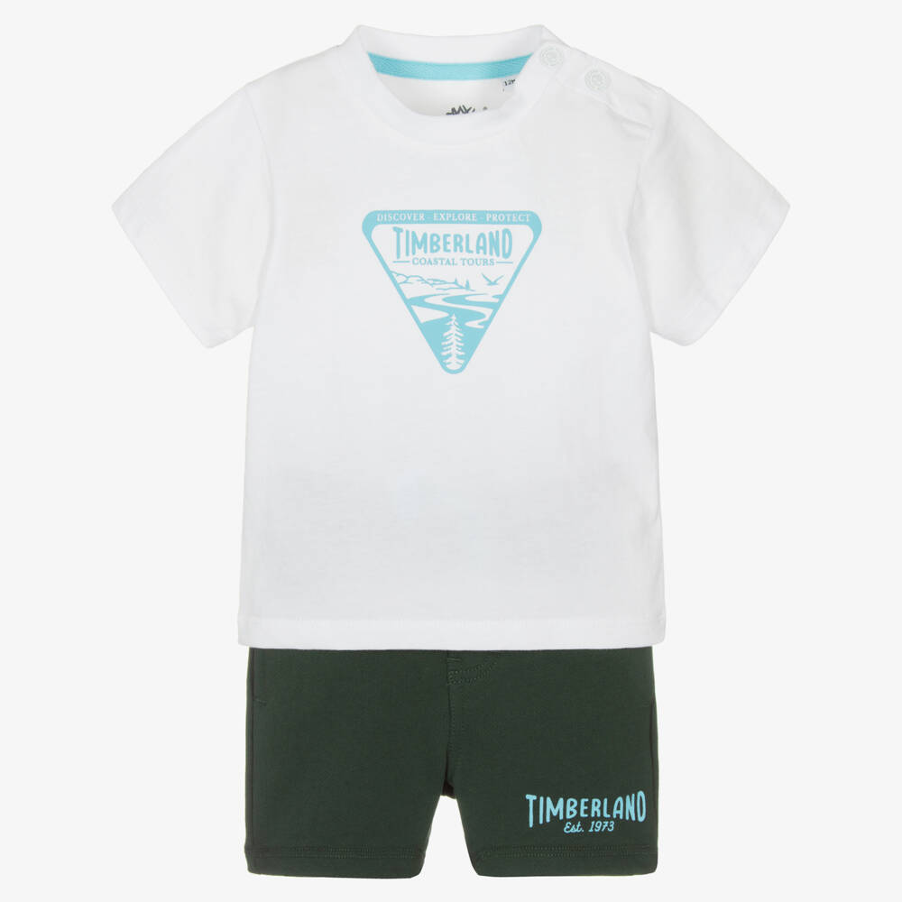 Timberland-Boys Green & White Cotton Outfit | Childrensalon Outlet