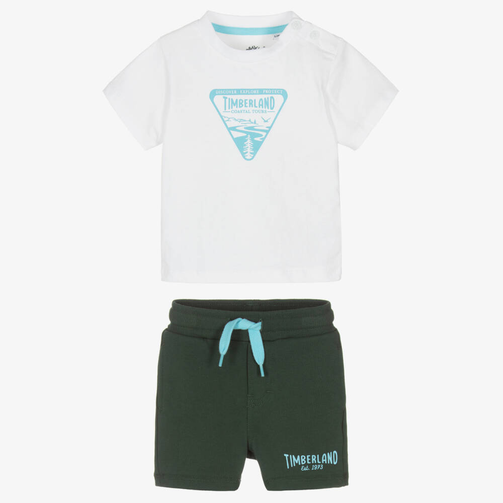 Timberland-Boys Green & White Cotton Outfit | Childrensalon Outlet