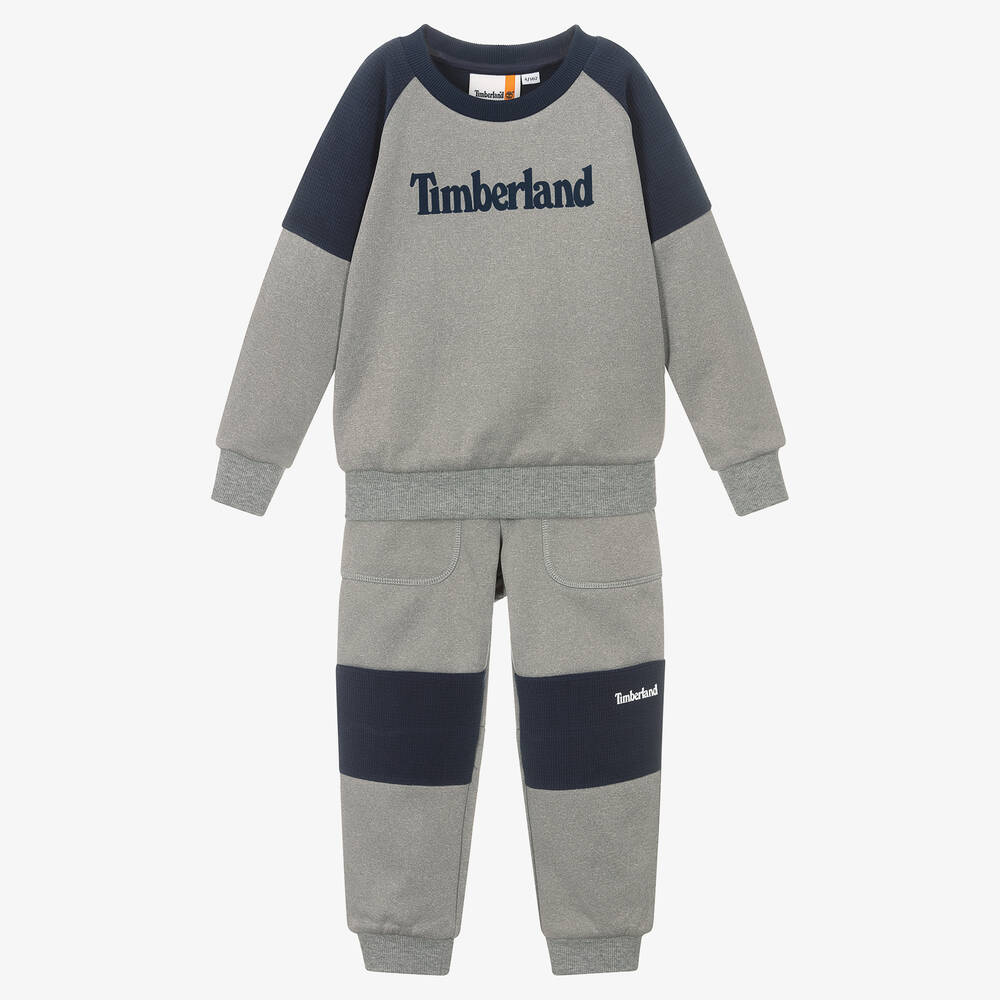 Timberland - تراكسوت لون رمادي وكحلي للأولاد | Childrensalon