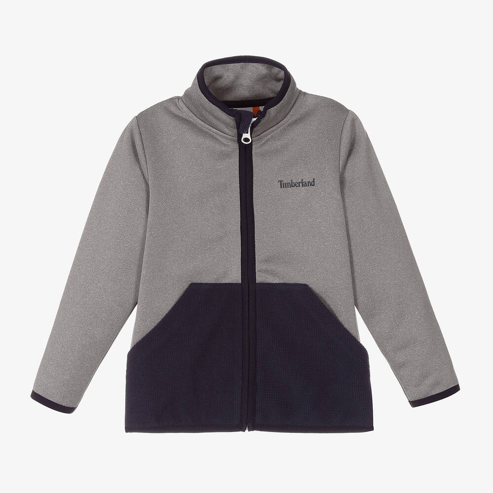 Timberland - Boys Grey & Blue Zip-Up Top | Childrensalon