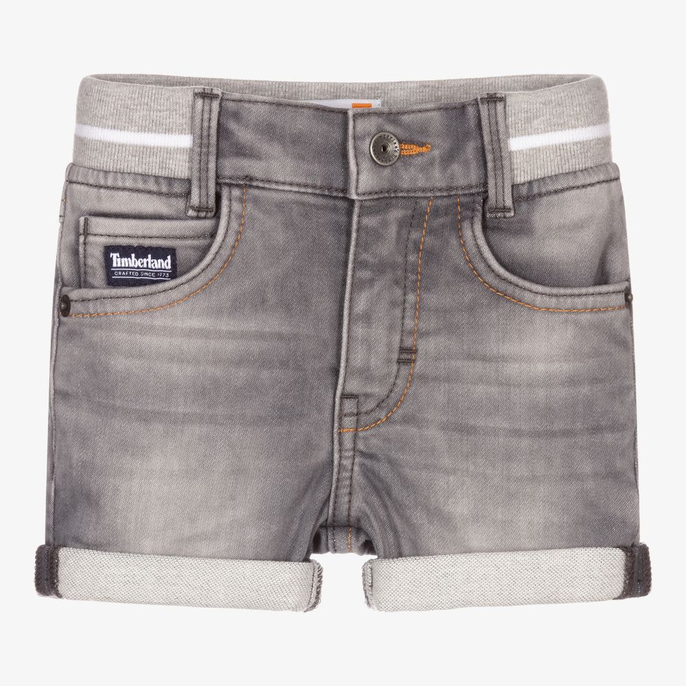 Timberland - Boys Grey Denim Jersey Shorts | Childrensalon