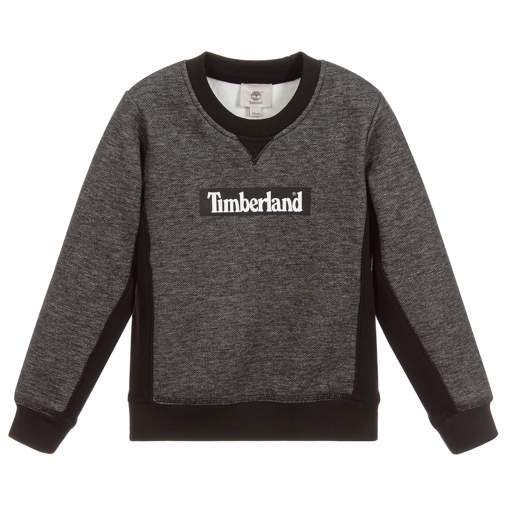 Timberland - سويتشيرت فليس لون رمادي وأسود للأولاد | Childrensalon