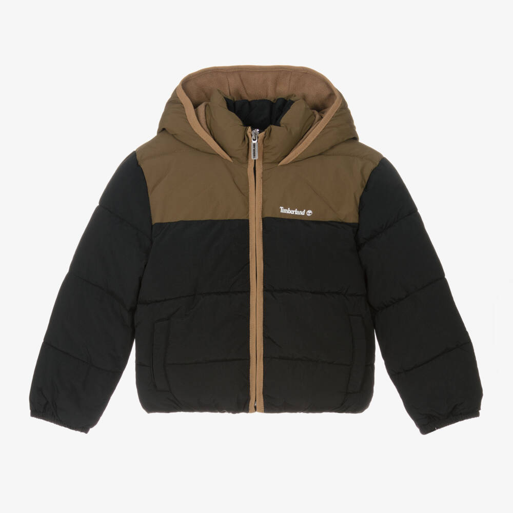 Timberland-Boys Hooded Black Puffer Coat | Childrensalon Outlet