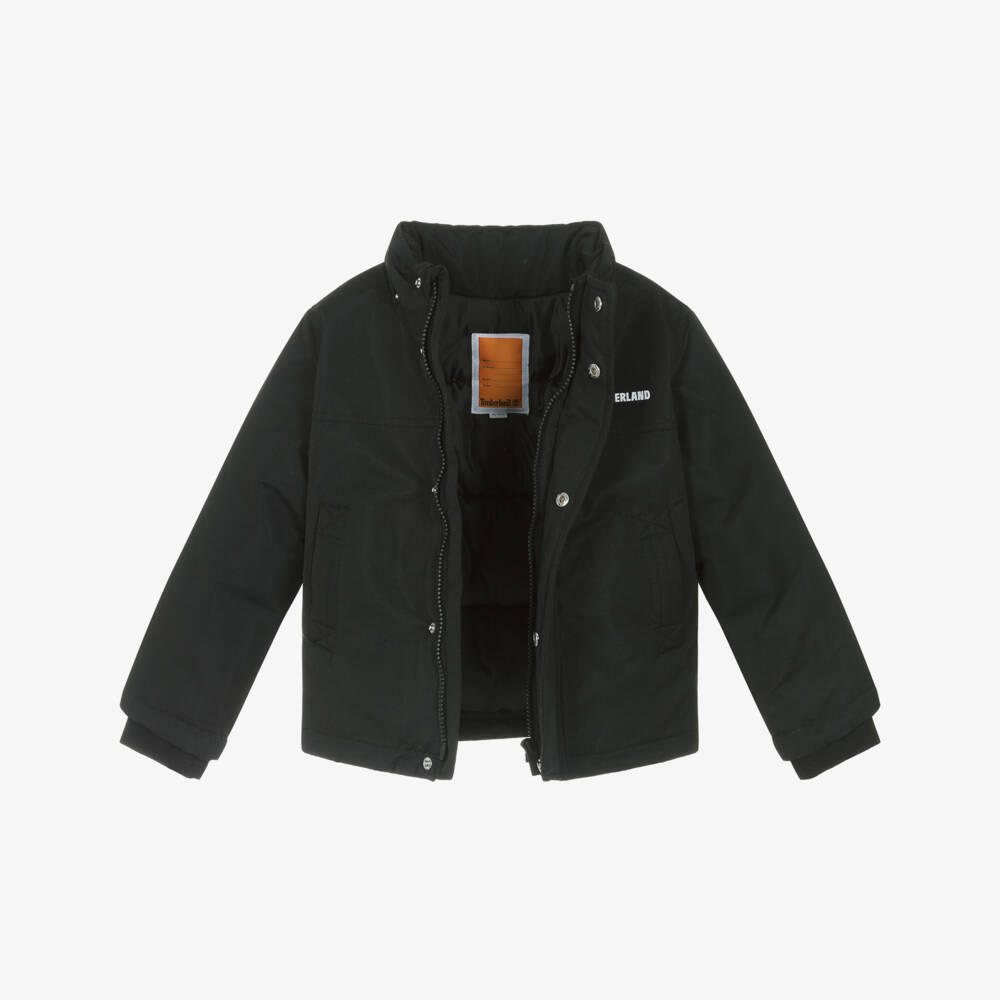 Timberland-Boys Insulated Black Hooded Jacket | Childrensalon Outlet