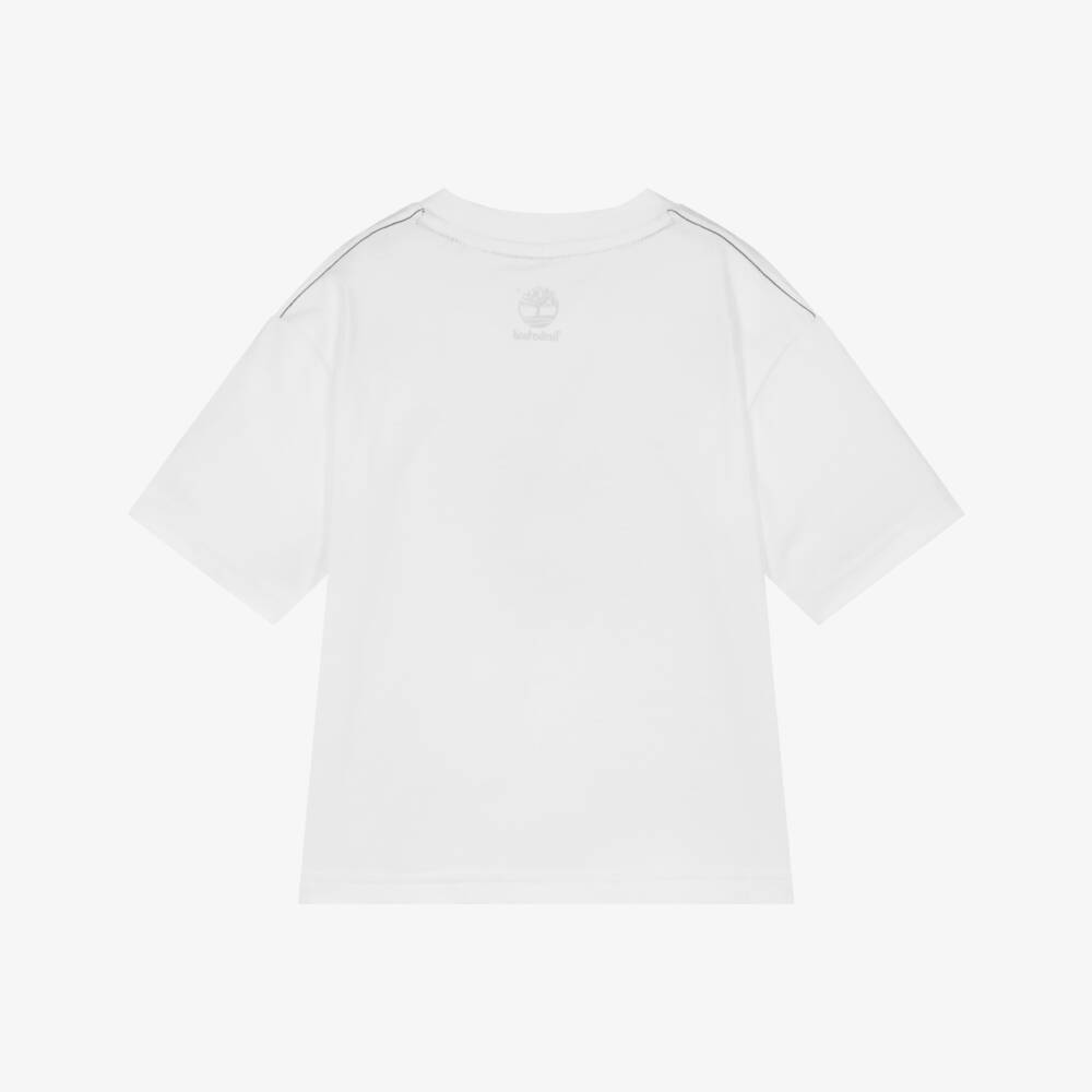 Timberland-Boys Ivory Cotton Logo Tee | Childrensalon Outlet