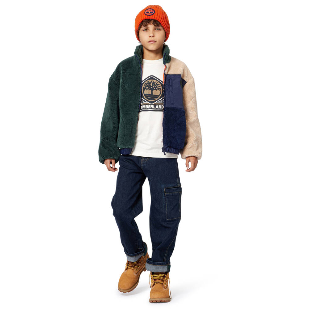 Timberland-Boys Ivory Cotton T-Shirt with Printed Logo | Childrensalon Outlet