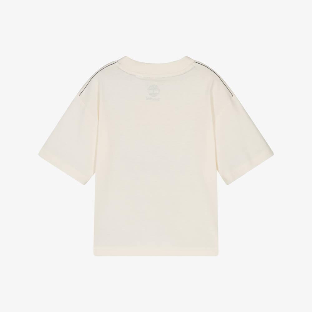 Timberland-Boys Ivory Easy-Fit Cotton Tee | Childrensalon Outlet