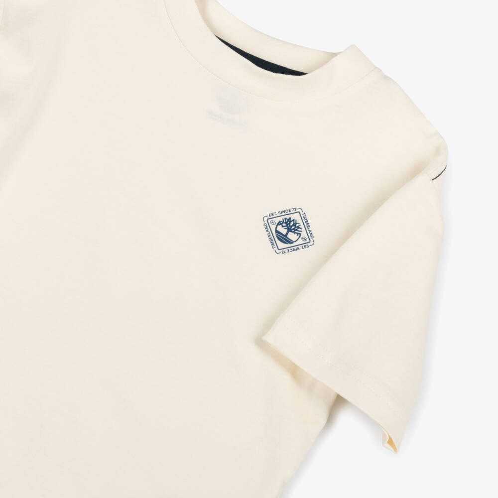 Timberland-Boys Ivory Easy-Fit Cotton Tee | Childrensalon Outlet