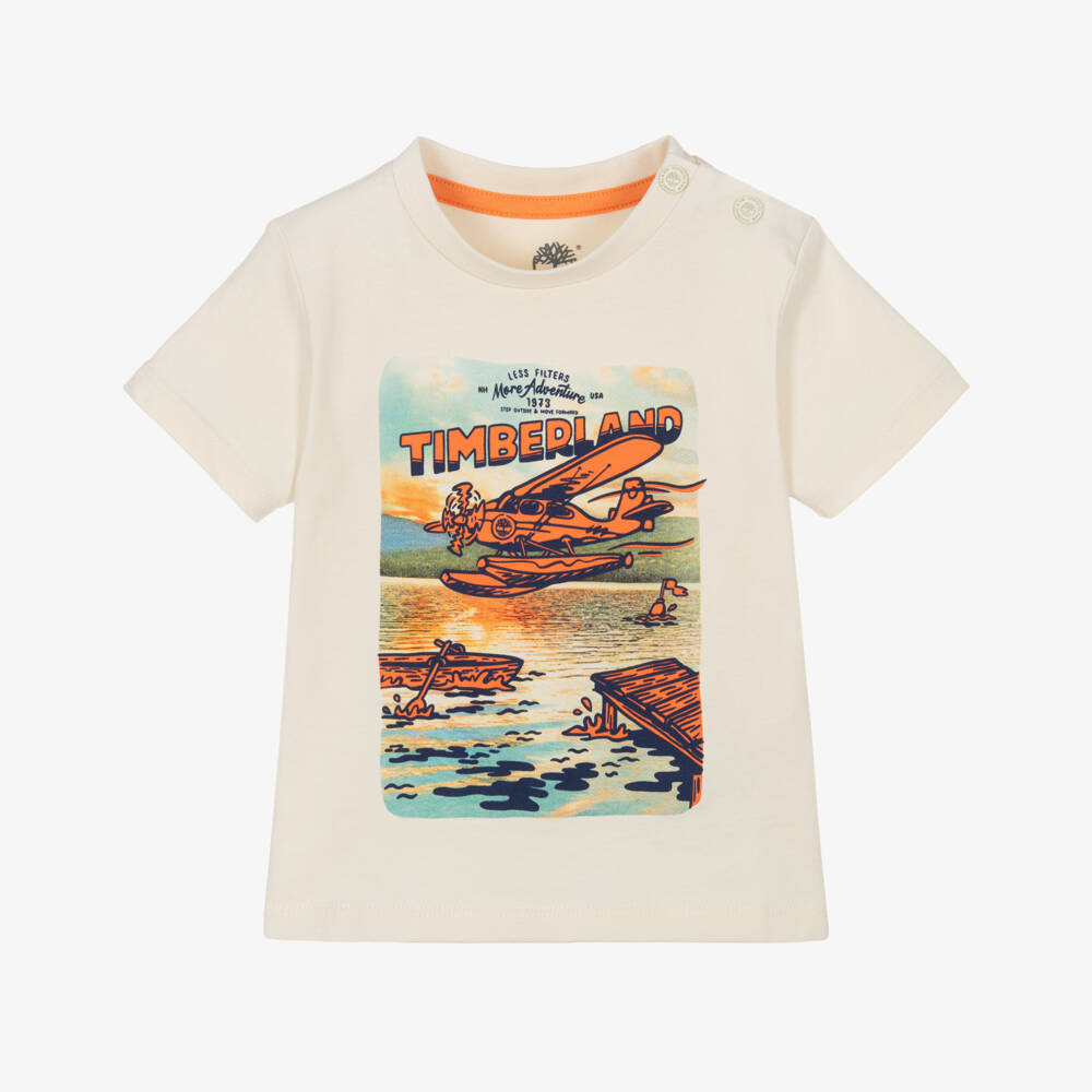 Timberland-Boys Ivory Organic Sea Plane Tee | Childrensalon Outlet