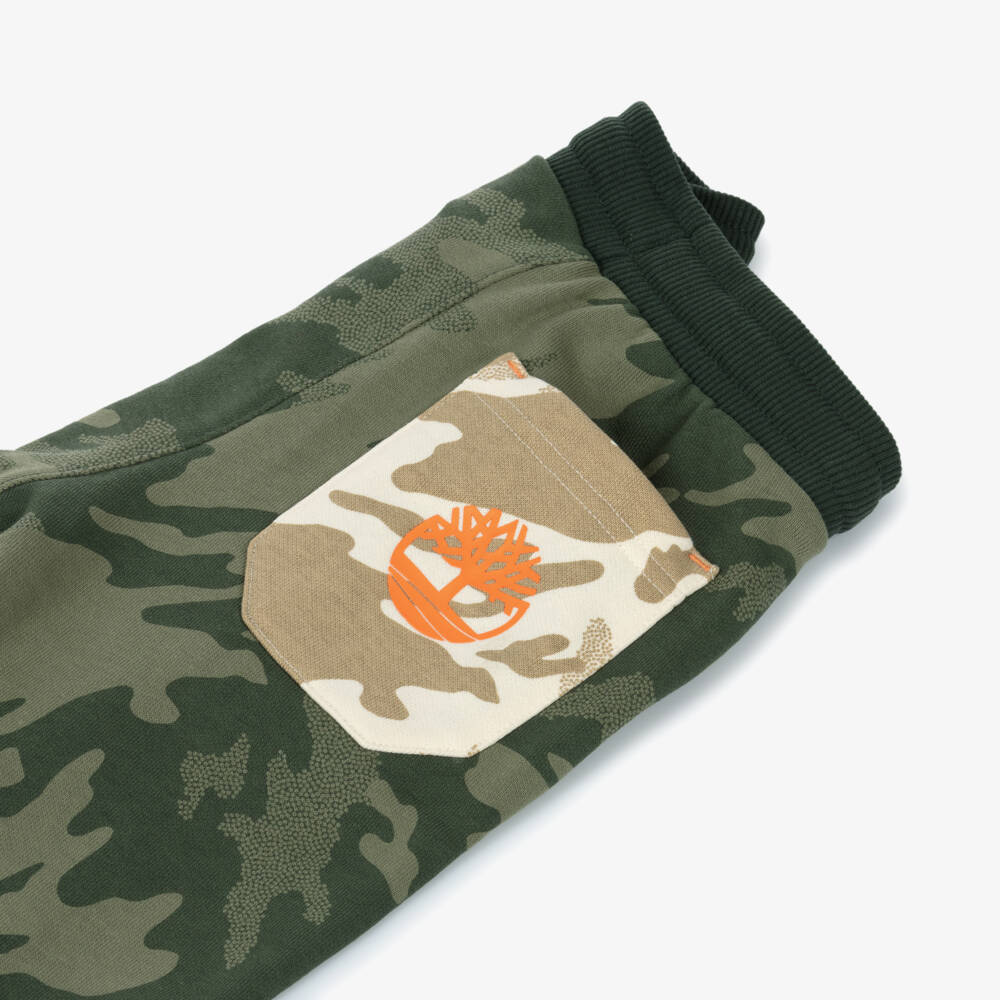 Timberland-Boys Khaki Camo Soft Cotton Joggers | Childrensalon Outlet