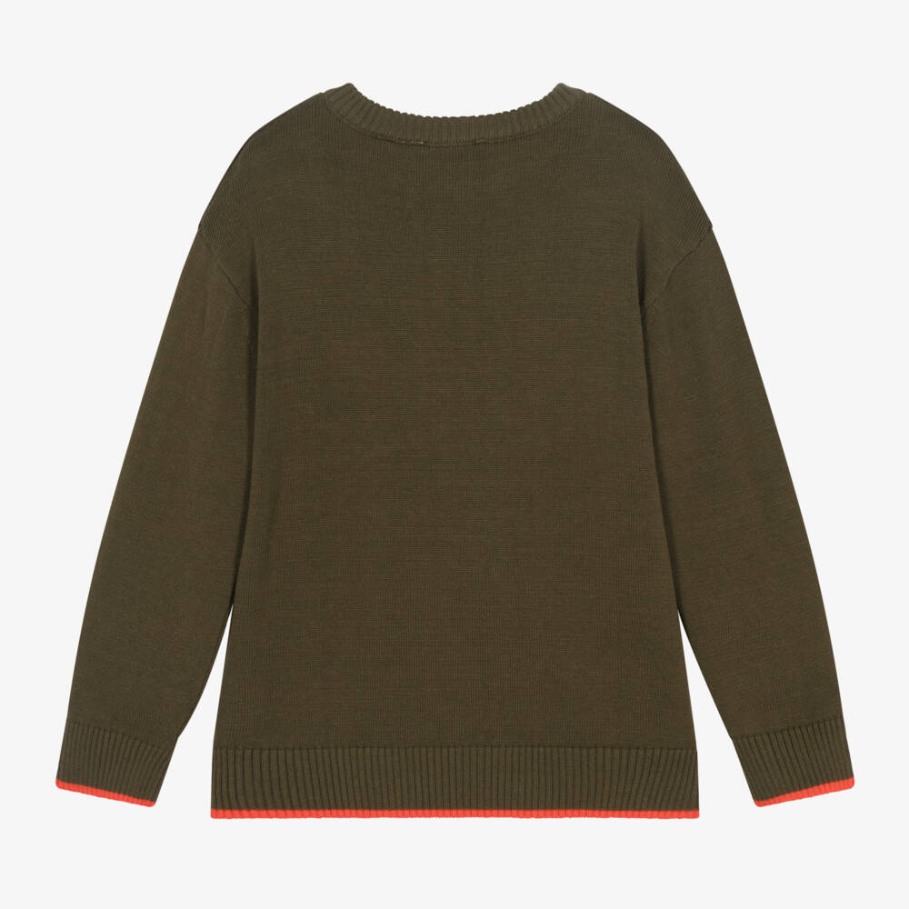 Timberland-Boys Khaki Cotton Knit Sweater | Childrensalon Outlet
