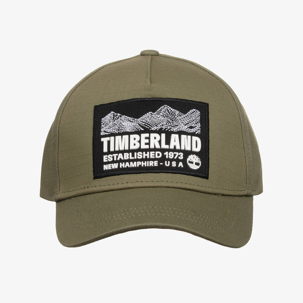 Timberland-Boys Khaki Green Cotton Twill Cap | Childrensalon Outlet