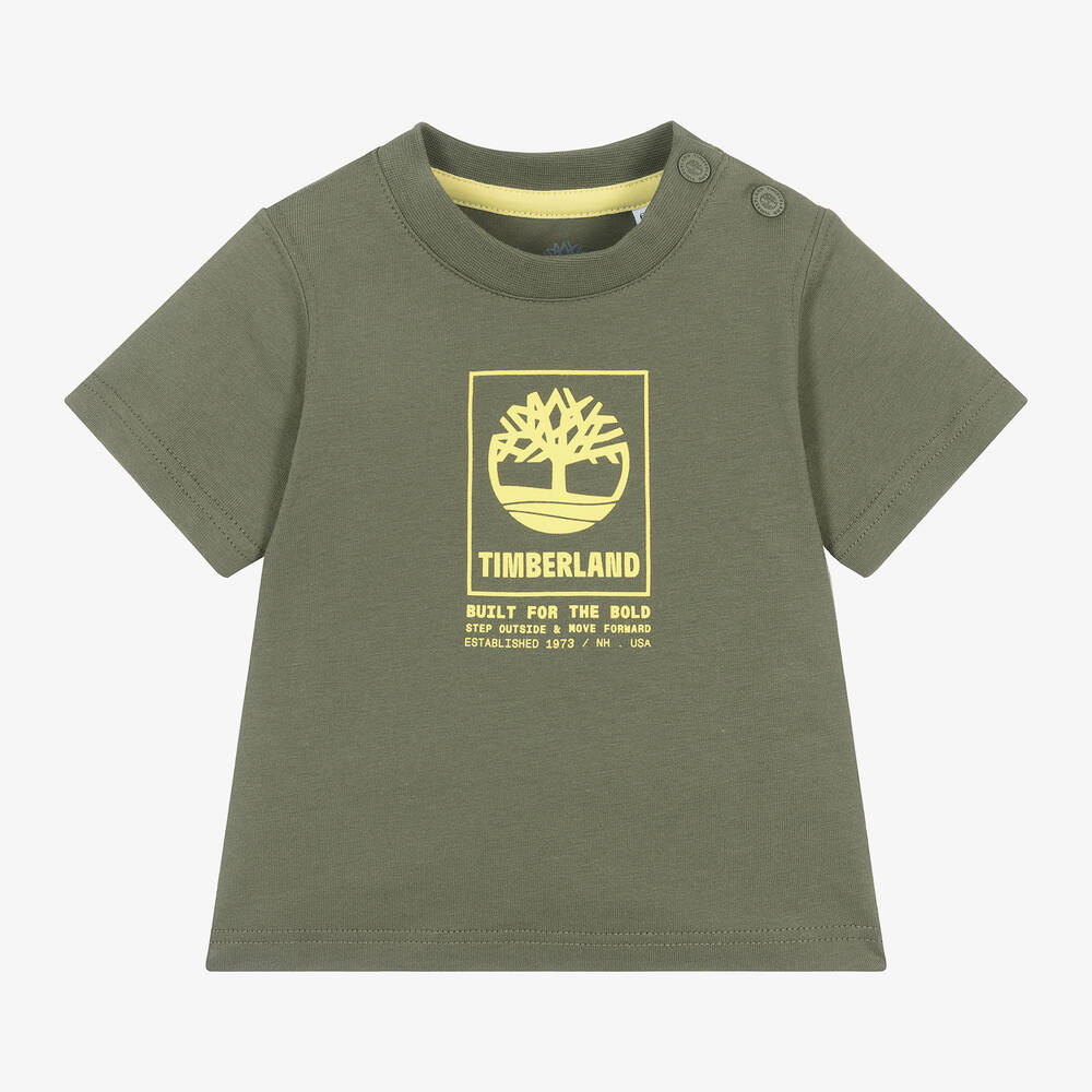 Timberland Boys Khaki Green Organic Cotton T Shirt Childrensalon Outlet