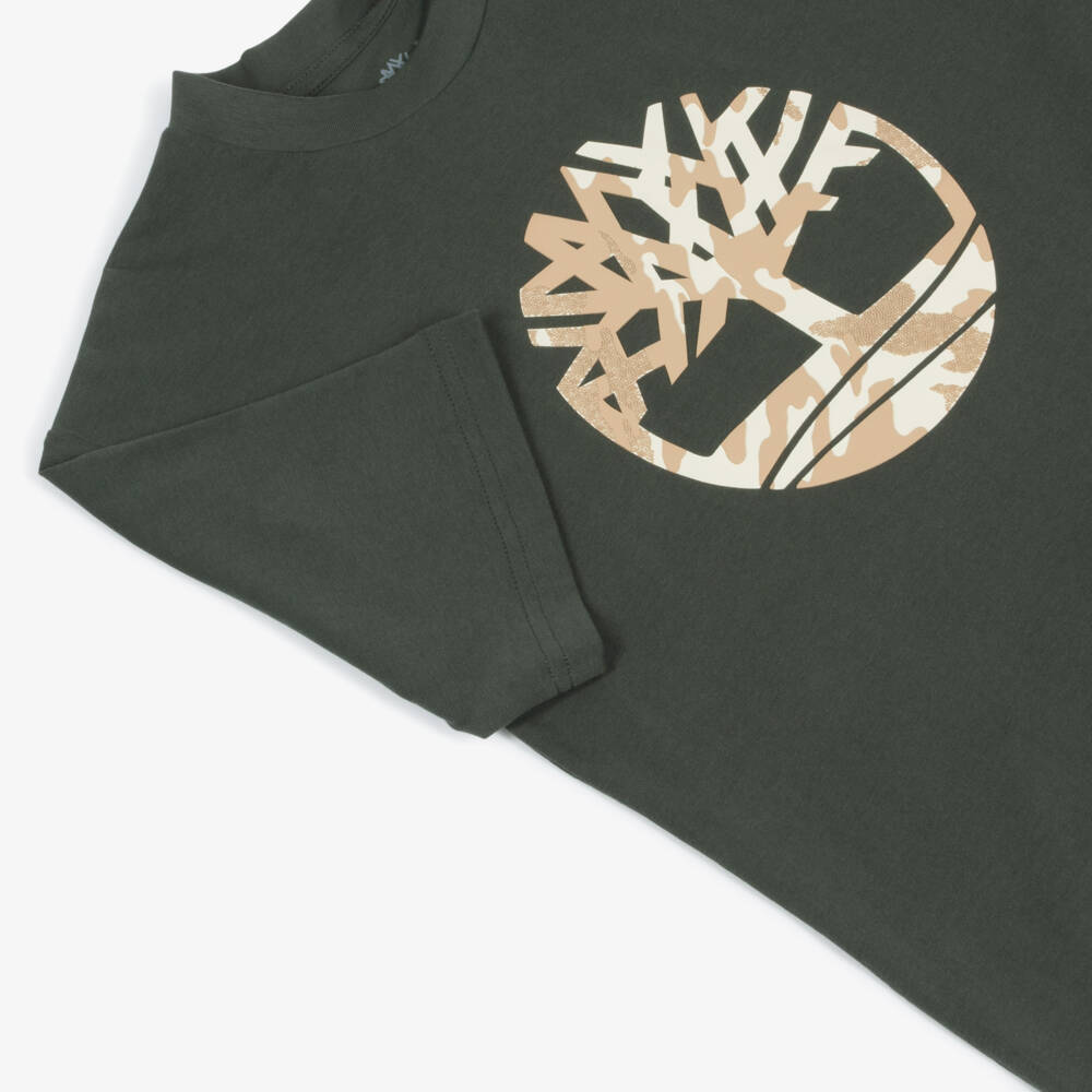 Timberland-Boys Khaki Organic Casual Tee | Childrensalon Outlet