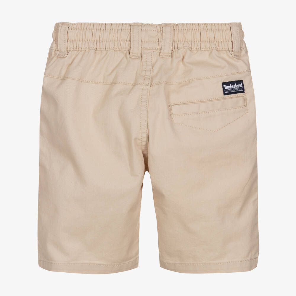 Timberland-شورت أطفال ولادي قطن تويل لون بيج فاتح | Childrensalon Outlet