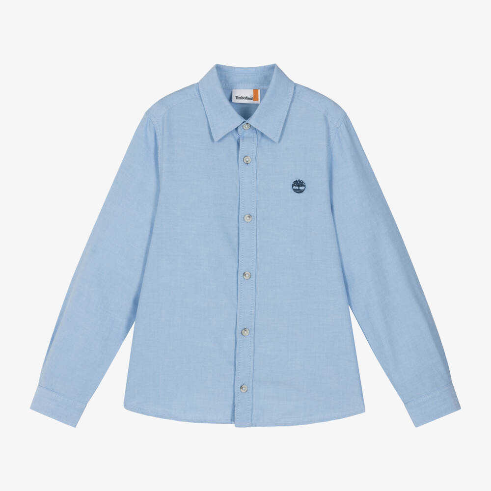 Timberland-Рубашка из светло-голубого хлопка для мальчиков | Childrensalon Outlet