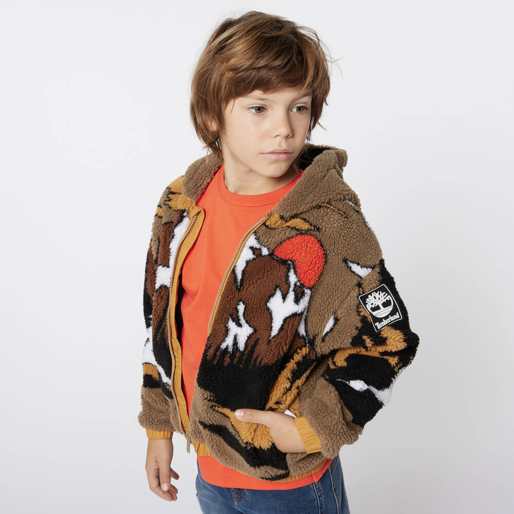 Timberland-Boys Mountain Print Fleece Hoodie | Childrensalon Outlet