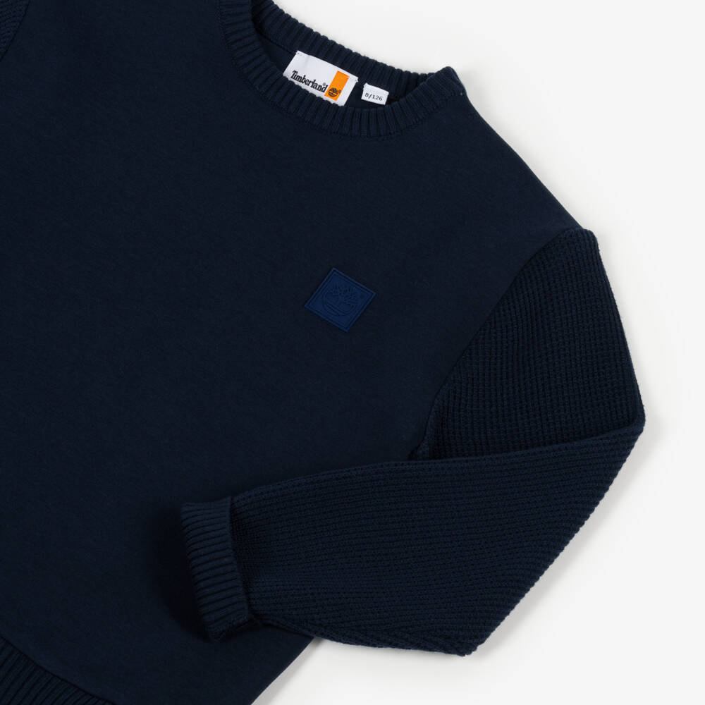 Timberland-Свитшот с синими вязанными рукавами для мальчиков | Childrensalon Outlet