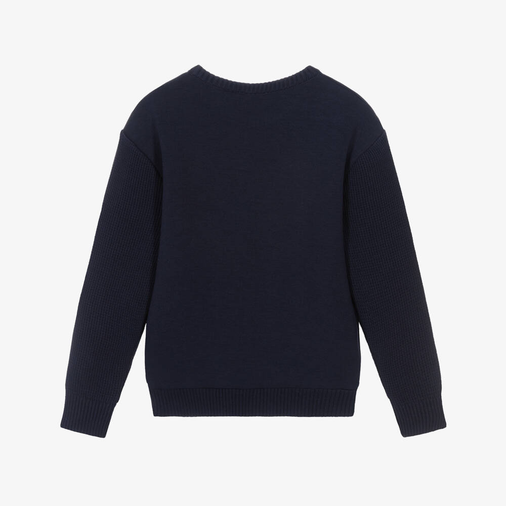 Timberland-Свитшот с синими вязанными рукавами для мальчиков | Childrensalon Outlet