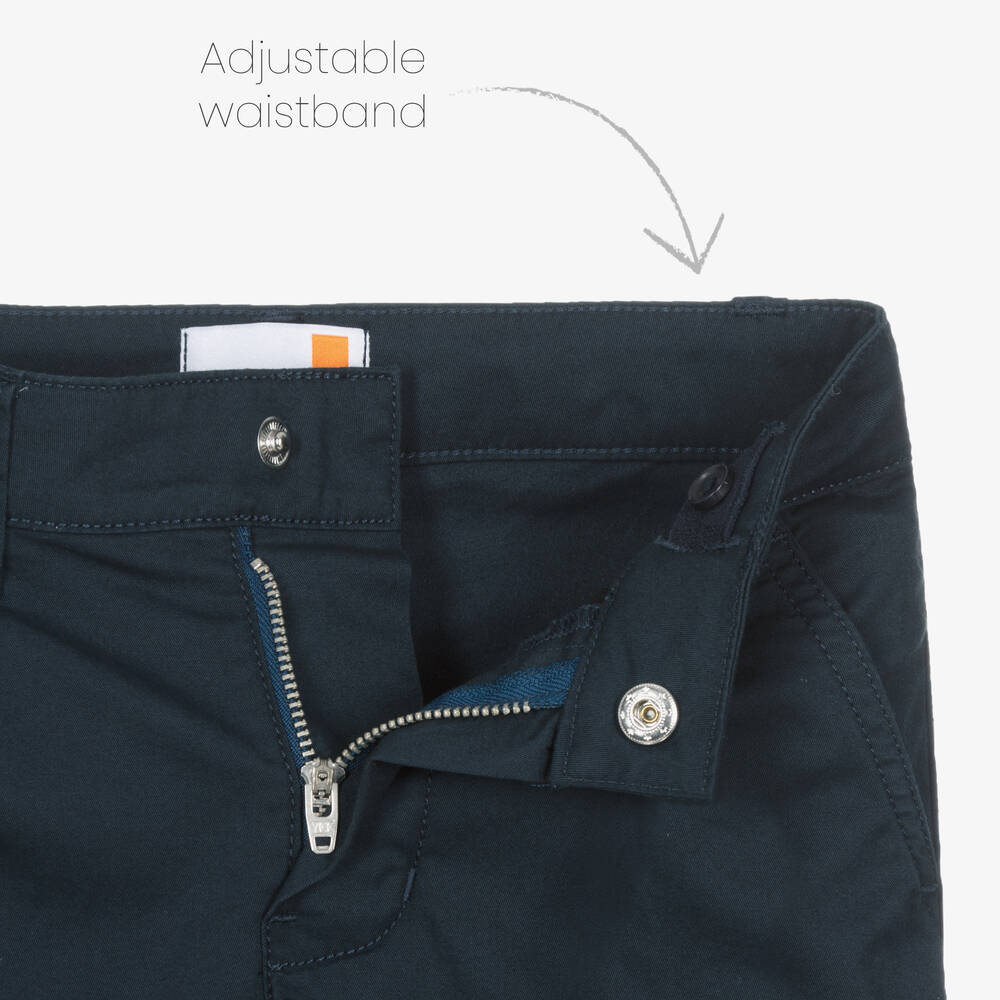 Timberland-Boys Navy Blue Cotton Chino Shorts  | Childrensalon Outlet