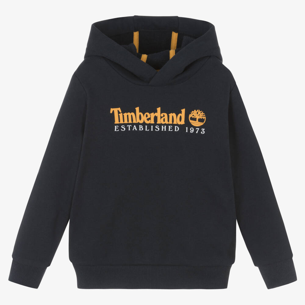 Timberland - توب هودي قطن جيرسي لون كحلي للأولاد | Childrensalon