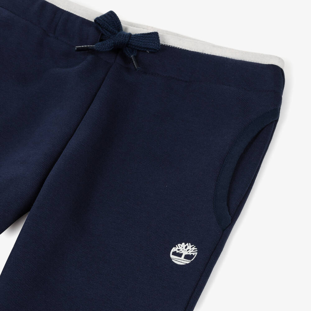 Timberland-Boys Navy Blue Cotton Joggers with Striped Cuffs | Childrensalon Outlet
