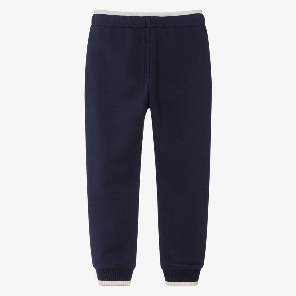 Timberland-Boys Navy Blue Cotton Joggers with Striped Cuffs | Childrensalon Outlet
