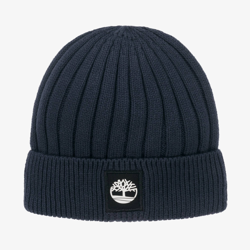 Timberland - Boys Navy Blue Cotton Knit Beanie Hat  | Childrensalon