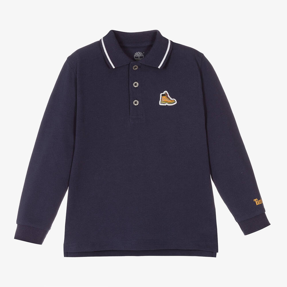 Timberland - Boys Navy Blue Cotton Polo Top | Childrensalon