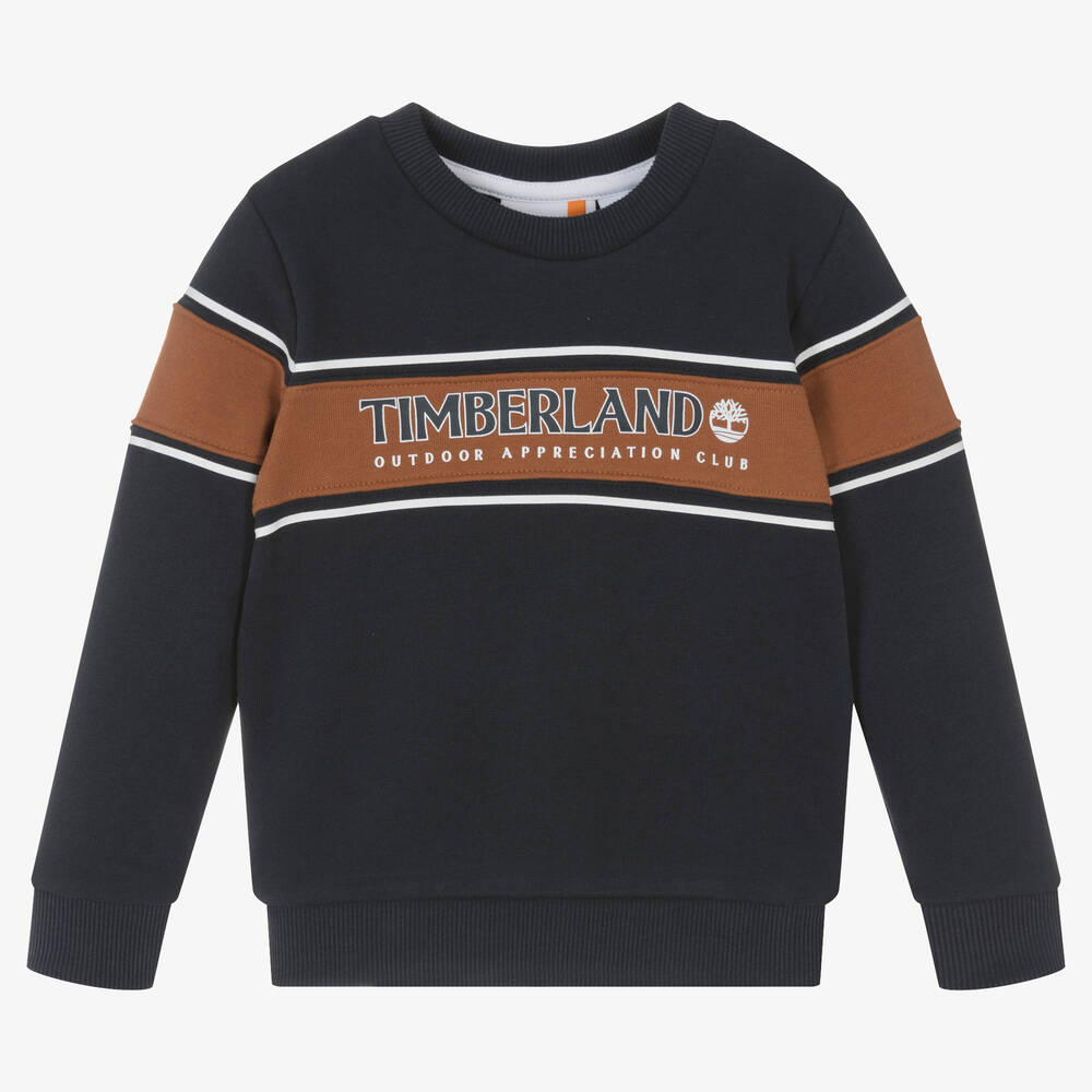 Timberland - Boys Navy Blue Cotton Sweatshirt | Childrensalon