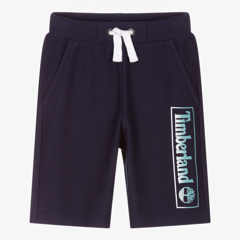 Timberland - Boys Navy Blue Logo Shorts | Childrensalon
