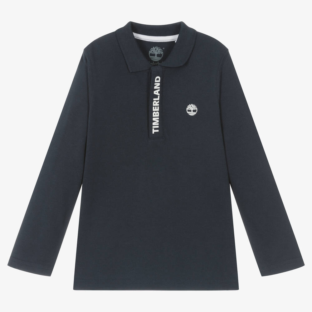 Timberland - Boys Navy Blue Organic Cotton Polo Shirt | Childrensalon