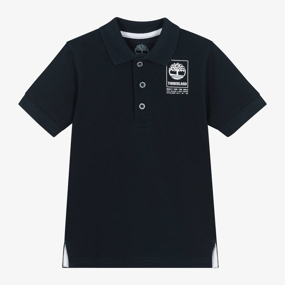 Boys Navy Blue Organic Cotton Polo Shirt
