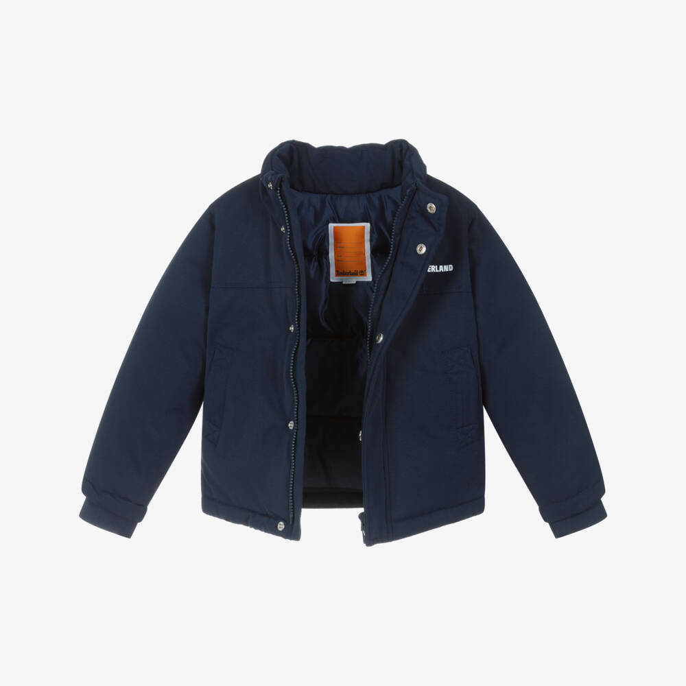 Timberland-Boys Navy Blue Water-Repellent Hooded Jacket | Childrensalon Outlet