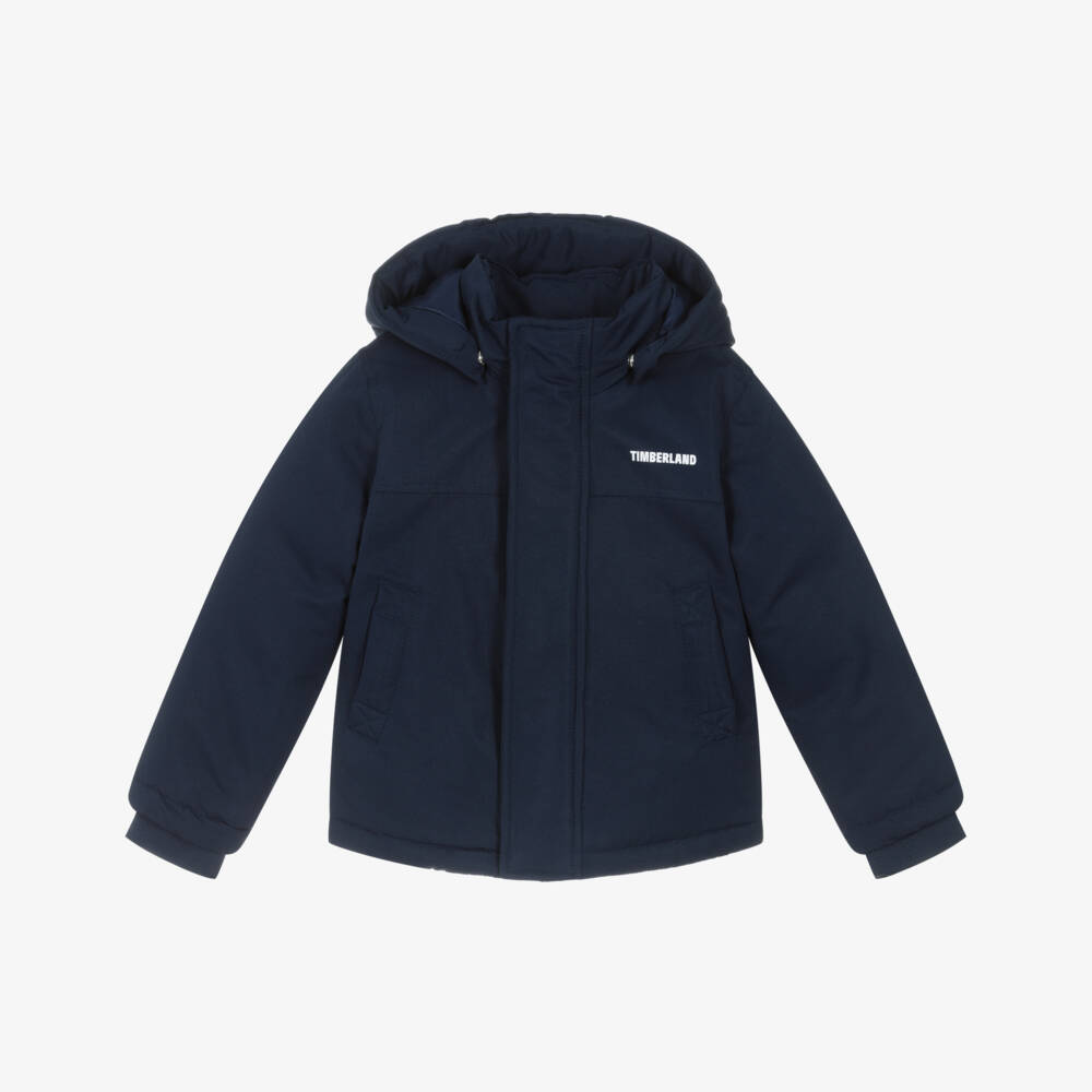 Timberland-Boys Navy Blue Water-Repellent Hooded Jacket | Childrensalon Outlet