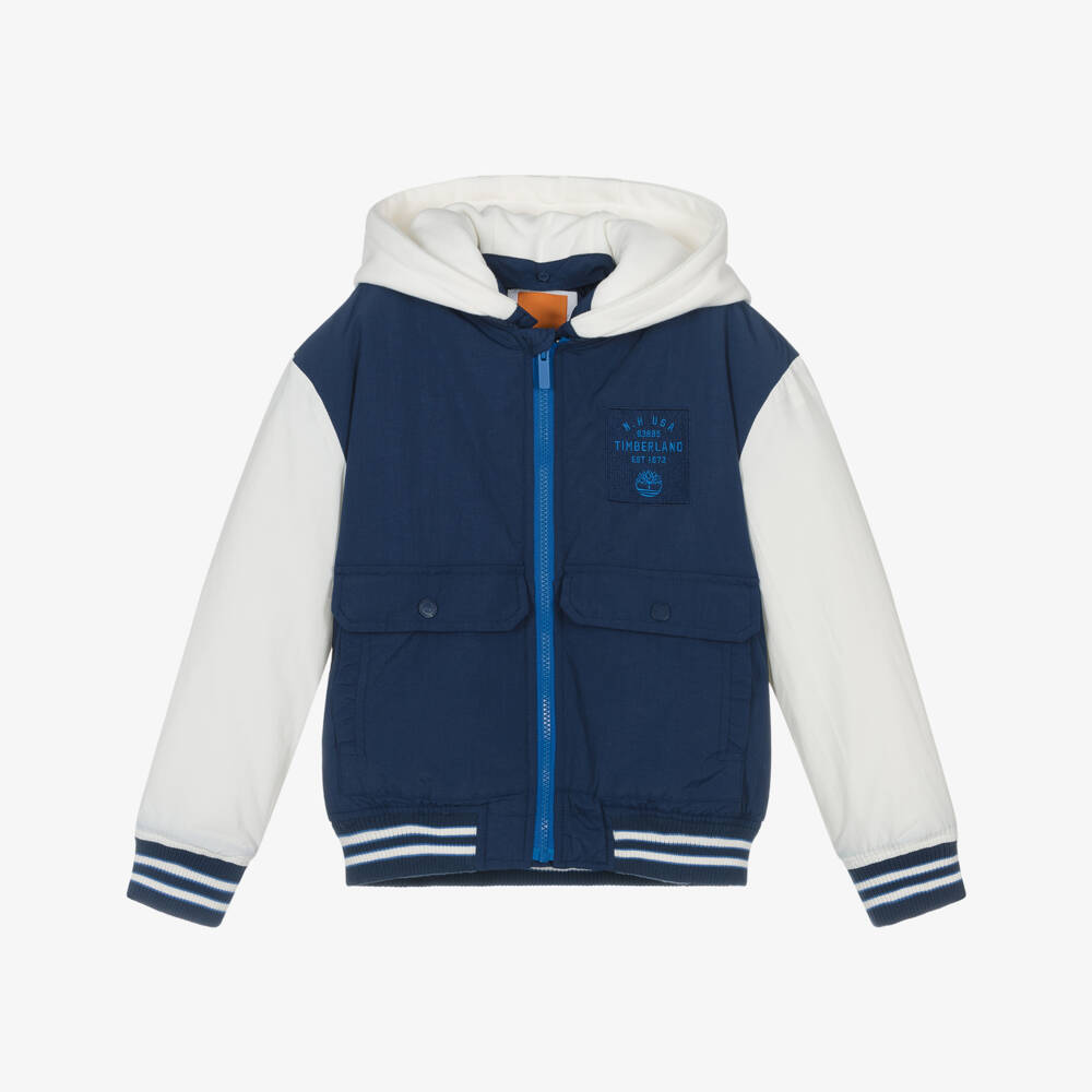 Timberland-Boys Navy Colorblock Hooded Coat | Childrensalon Outlet