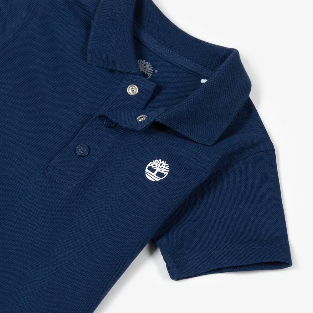 Timberland-بولو قطن أزرق داكن بشعار للأولاد | Childrensalon Outlet