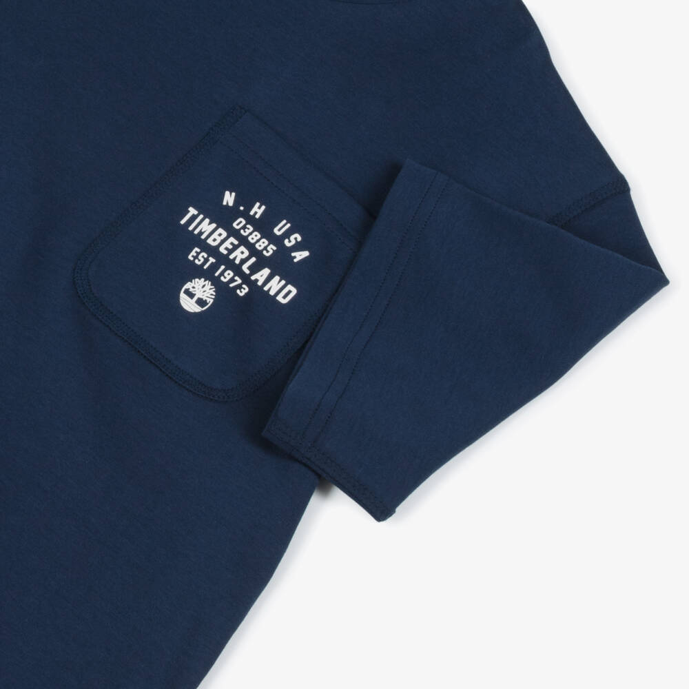 Timberland-Boys Navy Cotton Pocket Tee | Childrensalon Outlet