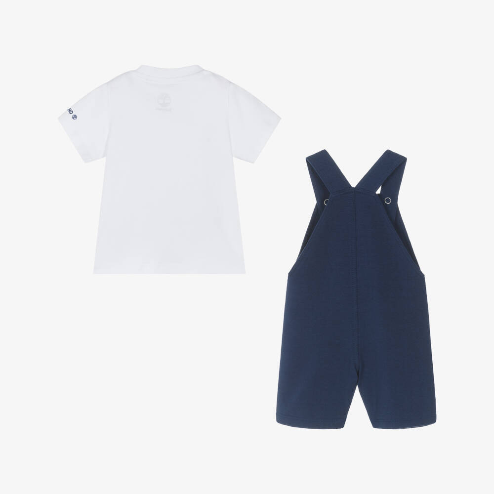 Timberland-Boys Navy Cotton Tee & Overalls | Childrensalon Outlet