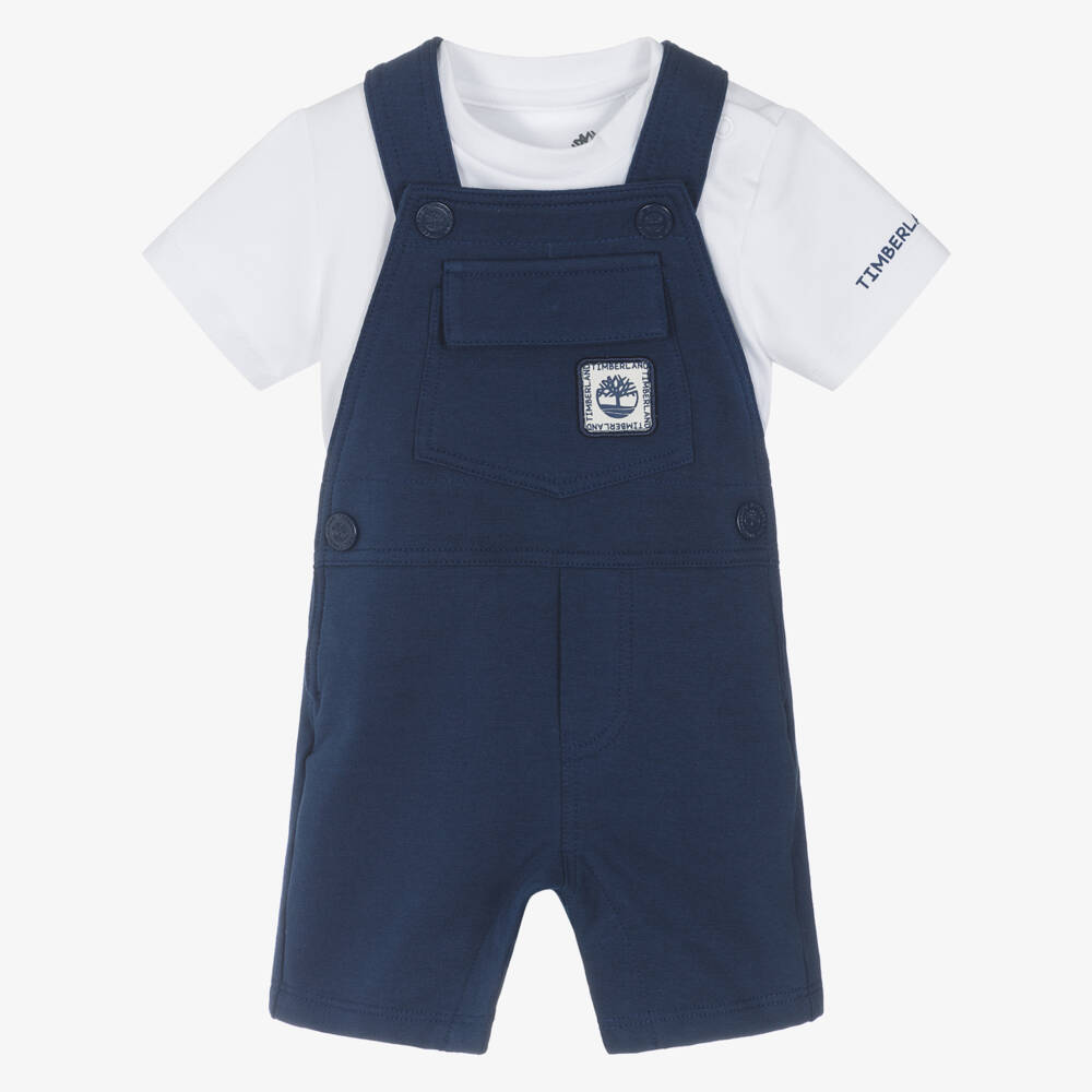 Timberland-Boys Navy Cotton Tee & Overalls | Childrensalon Outlet