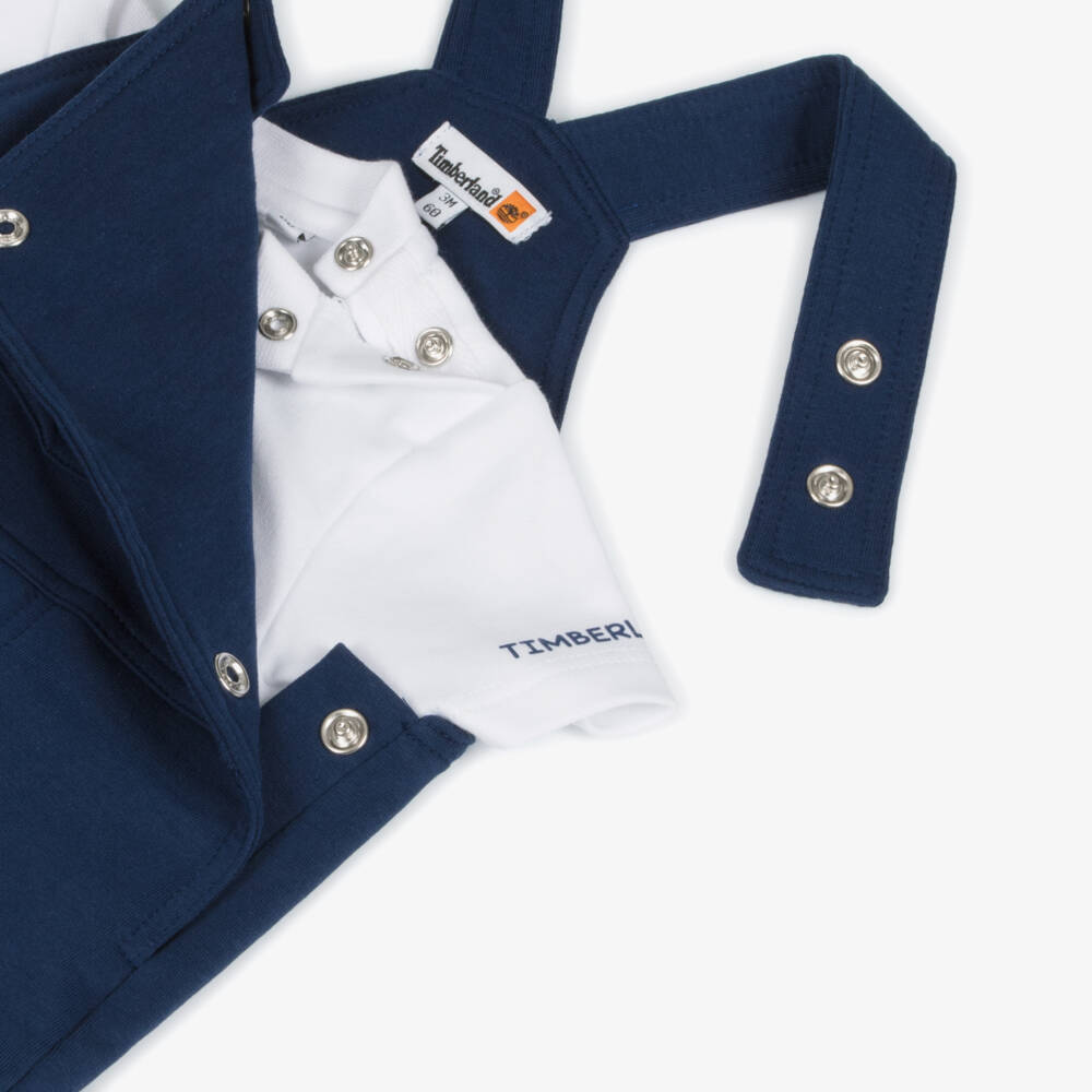 Timberland-Boys Navy Cotton Tee & Overalls | Childrensalon Outlet